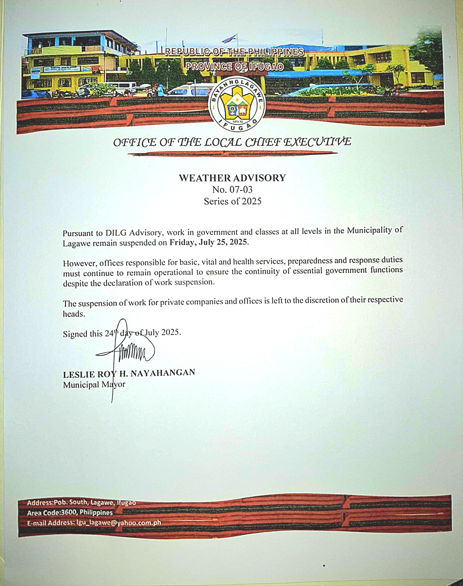 LGU - Updated Official Local Advisory | Facebook