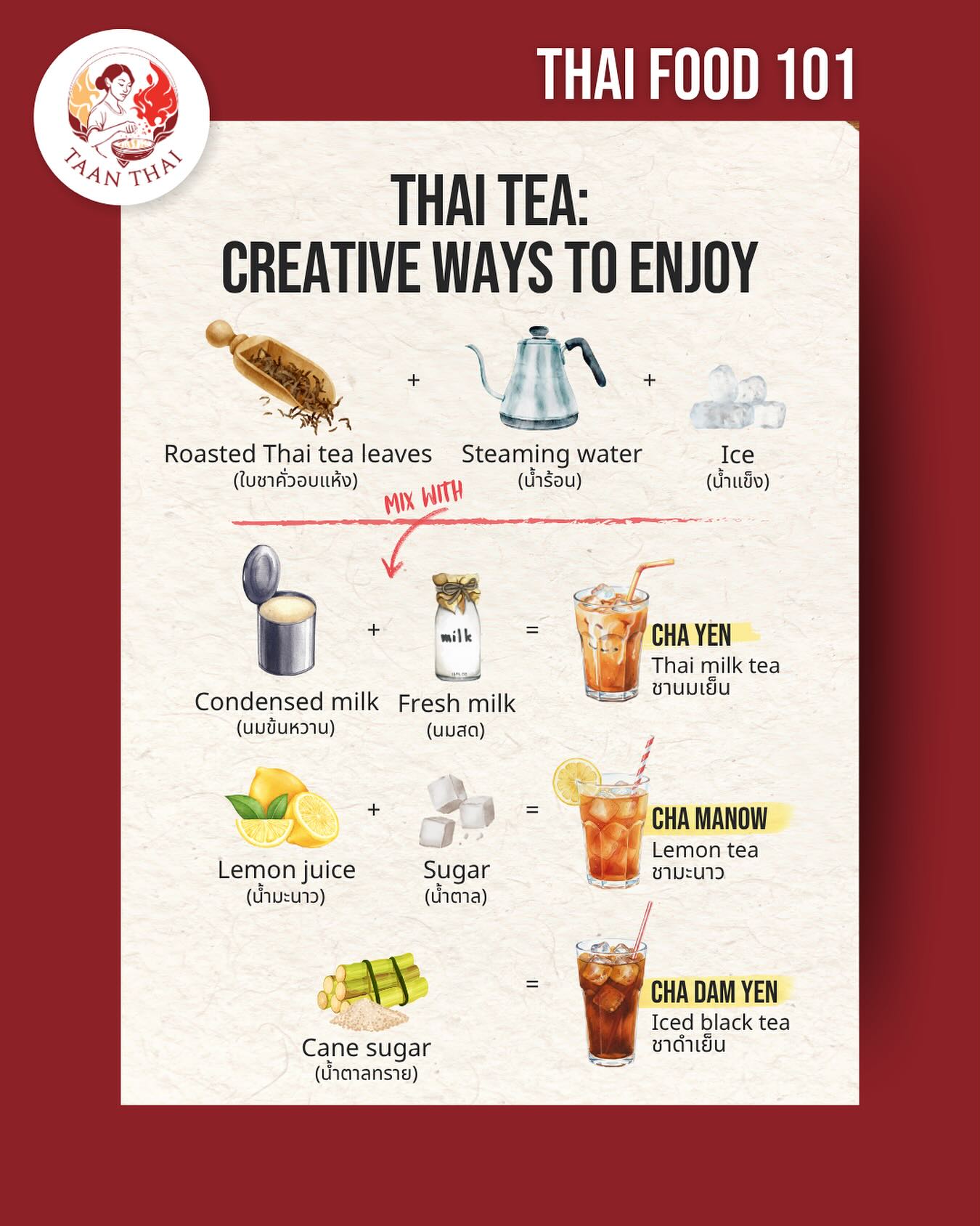 TAAN - 🔥 THAI FOOD 101: DIFFERENT SHADES OF THAI TEA 🧋 . Creamy, tangy ...