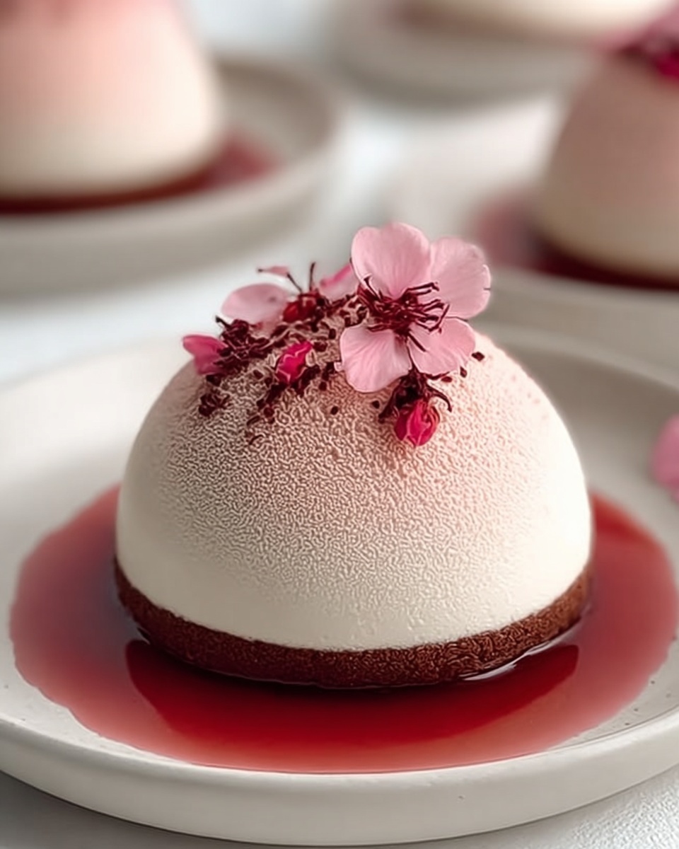 Elegant Sakura Cherry Blossom Mousse Domes with Glossy White