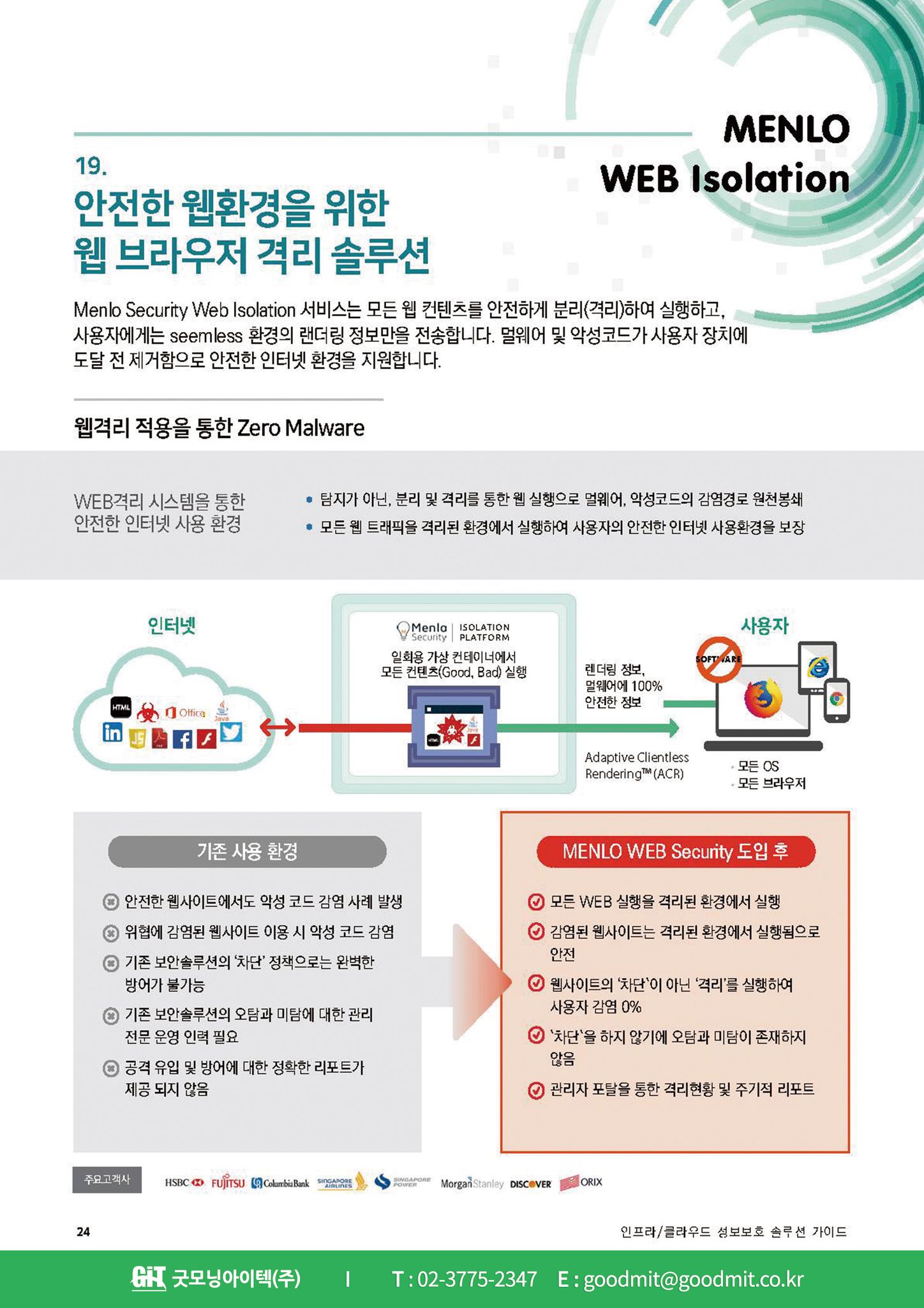 굿모닝아이텍 - [솔루션 소개] MENLO WEB Isolation💻 오늘은 안전한 웹환경을 위한 웹... | Facebook