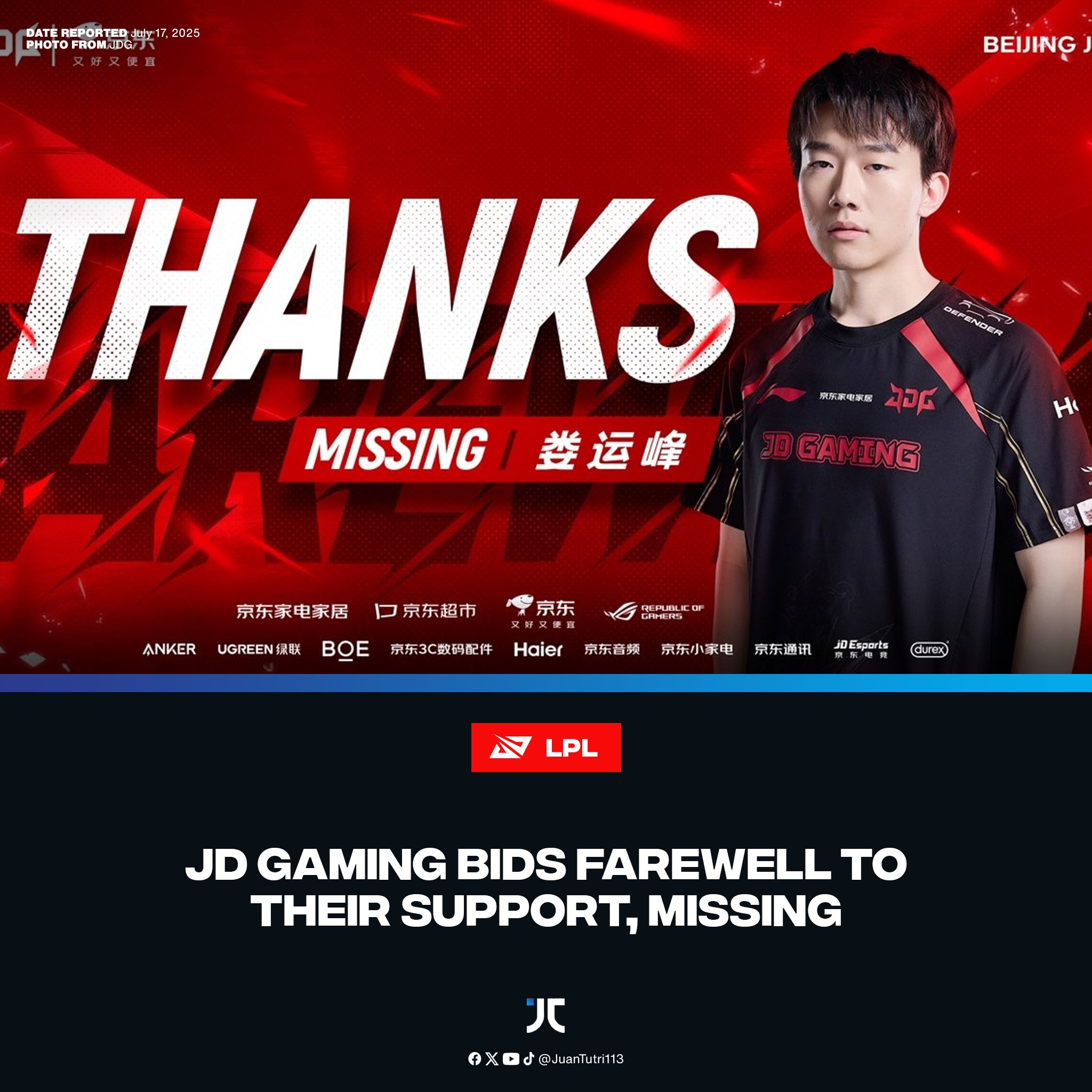 JC - GG, JDG MISSING. Opisyal na inanunsyo ng JD Gaming ang pag-alis ng ...