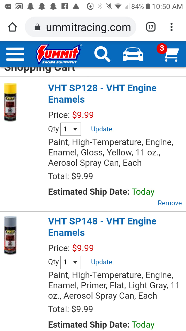 VHT Engine Enamel High Temp Paint - SP119 550°F Heat Resistance For Engine Blocks & Parts