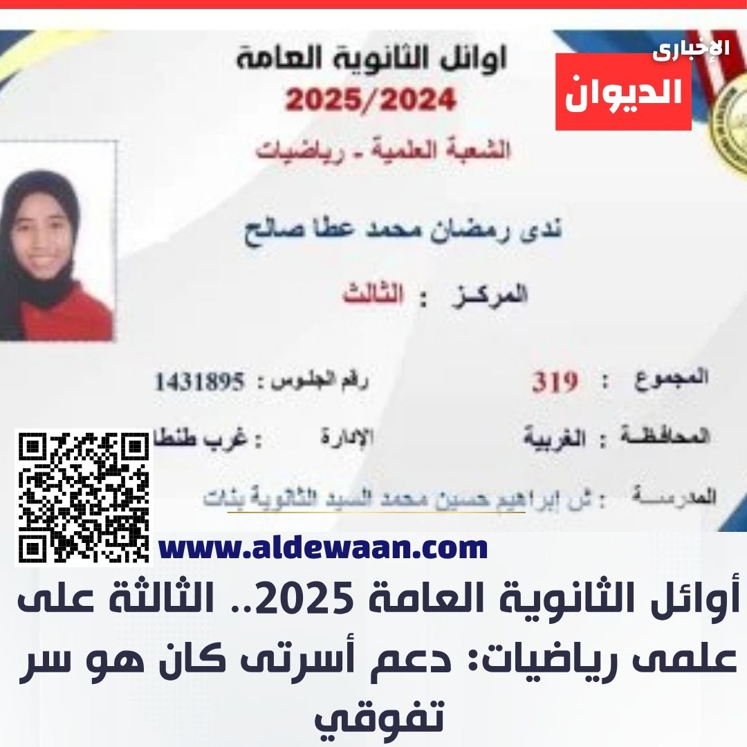 الديوان - قالت ندي رمضان محمد عطا صالح الطالبة الحاصلة علي... | Facebook