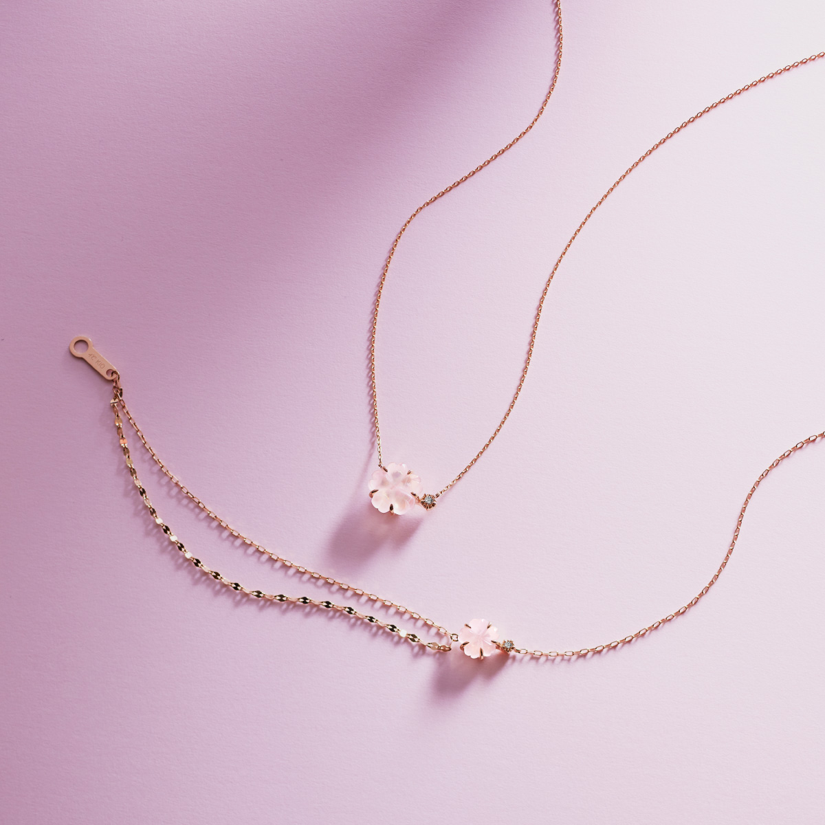 2024 SAKURA Collection】 瑞々しい桜カットのローズクォーツに