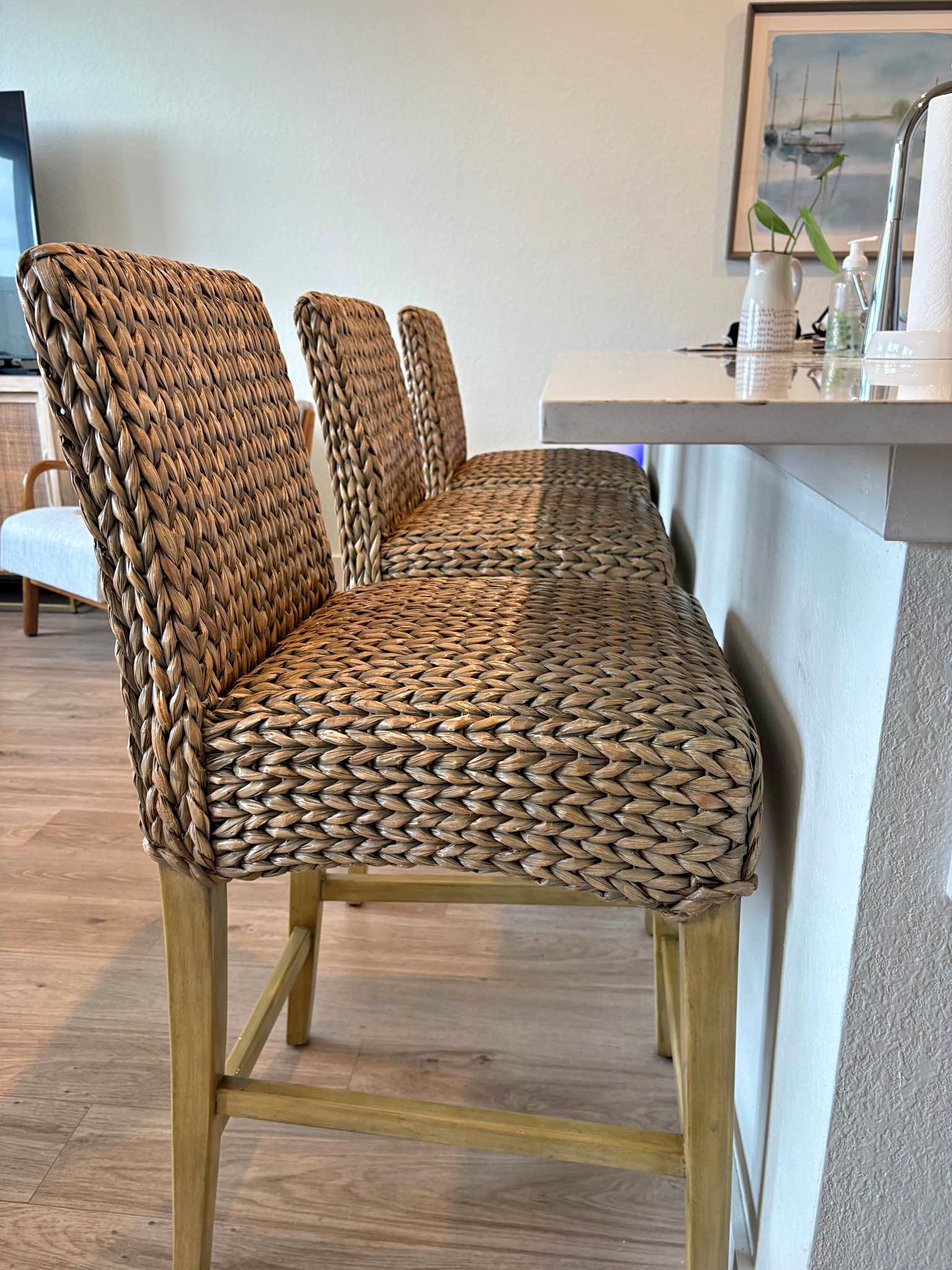 Pottery Barn Seagrass Bar Stoolsnull