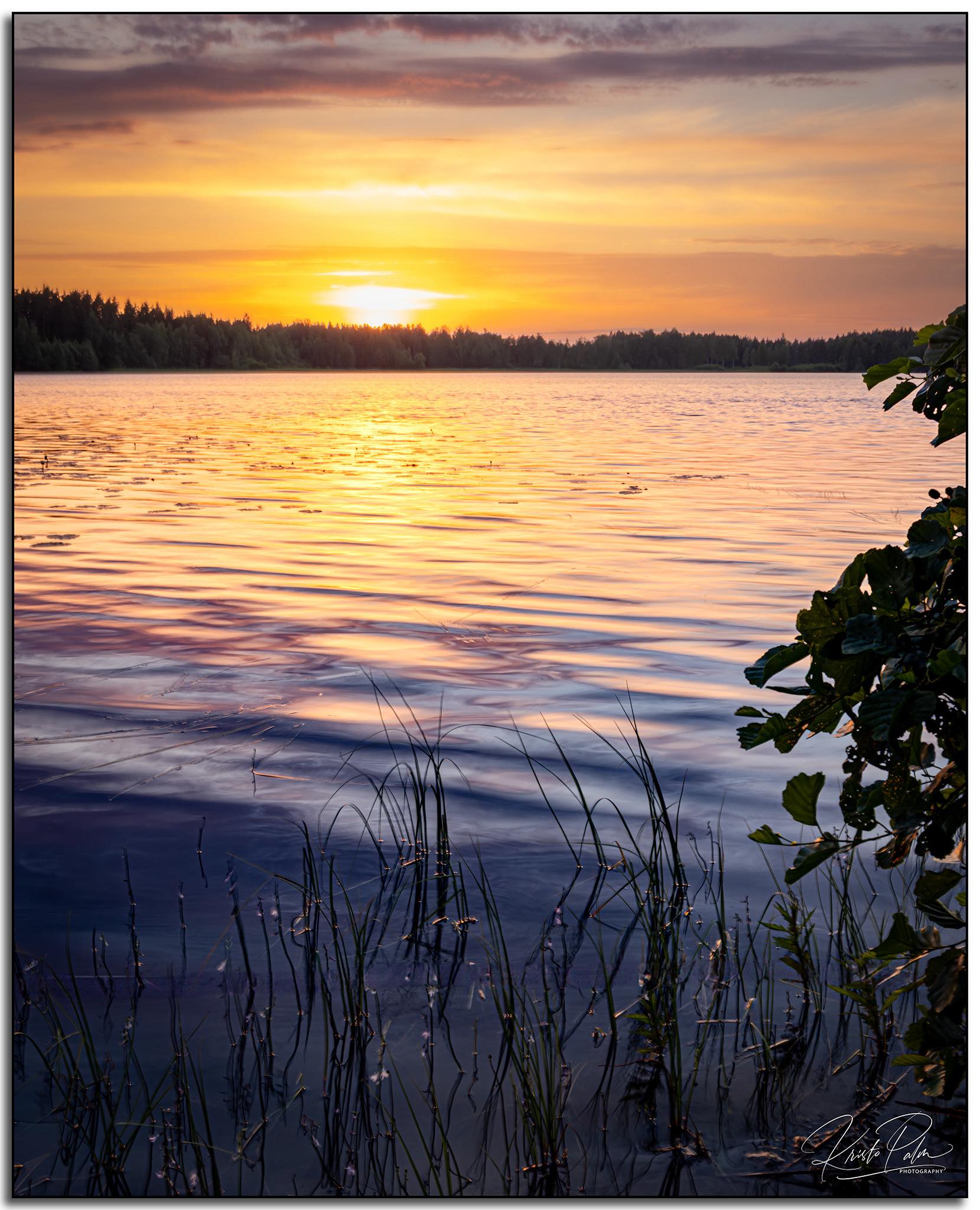 Tranquil water at golden hour
