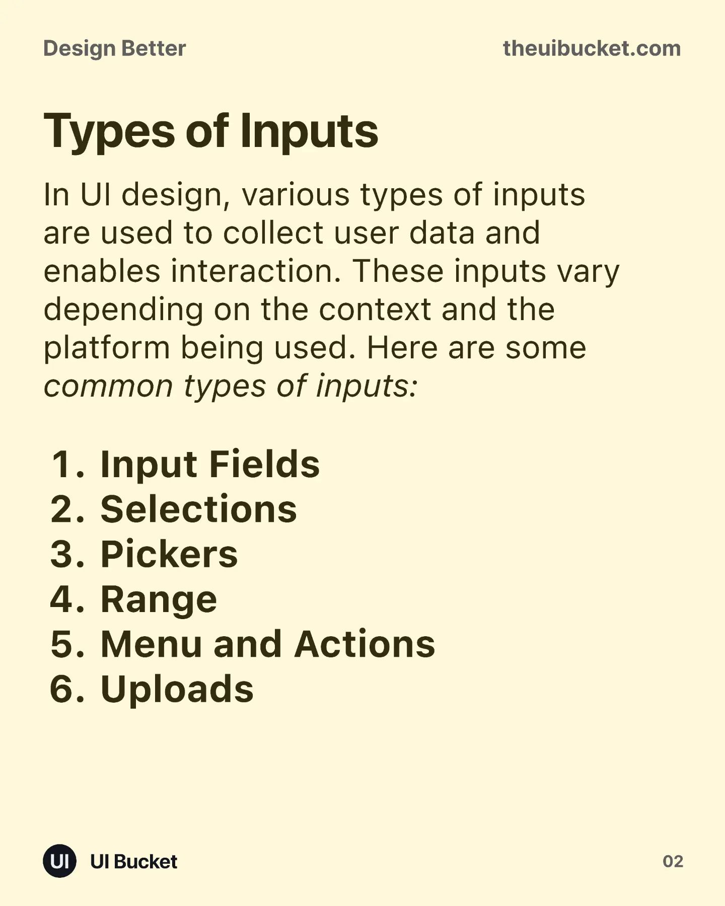 UI Bucket - How to Design Better Inputs (Part 2) – Types... | Facebook