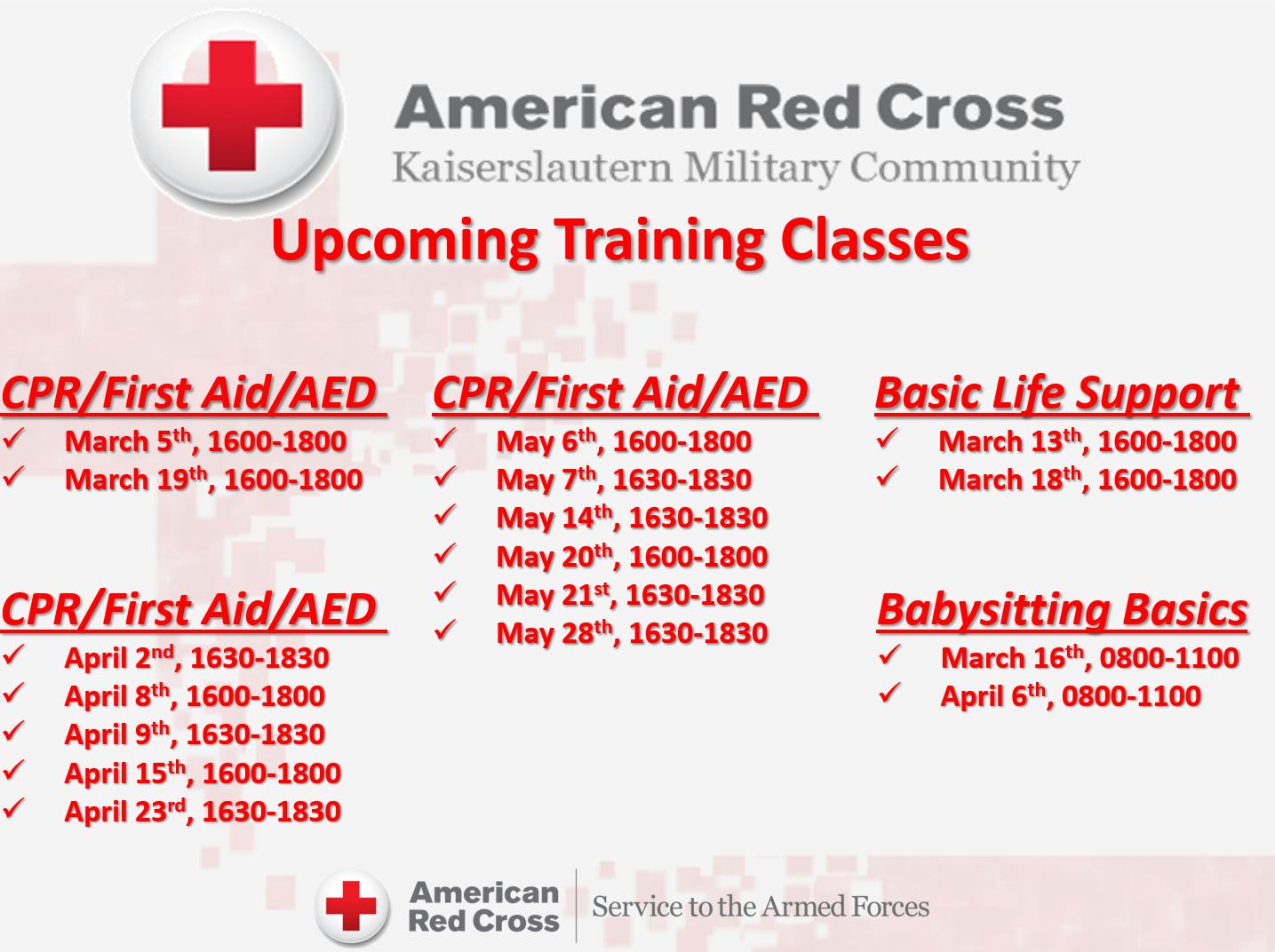 The American Red Cross Yokosuka offers CPR training, Basic Life