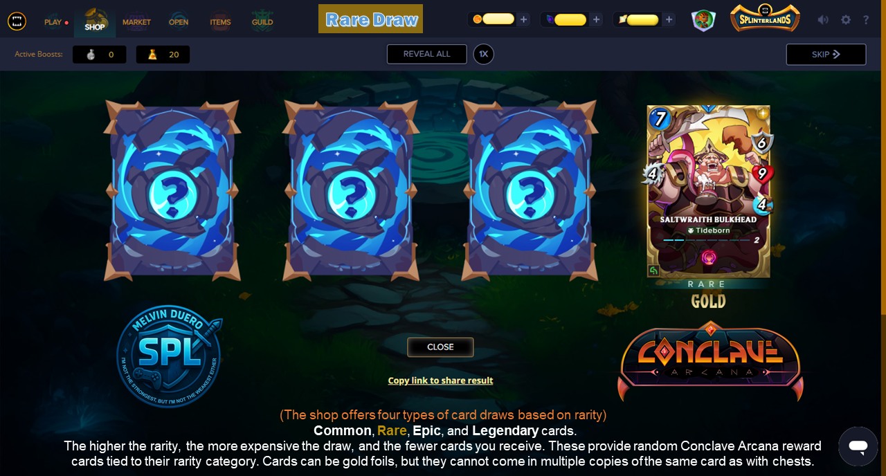 Melvin - RARE DRAW (GOLD Saltwraith Bulkhead) 🎲 Conclave Arcana Reward ...