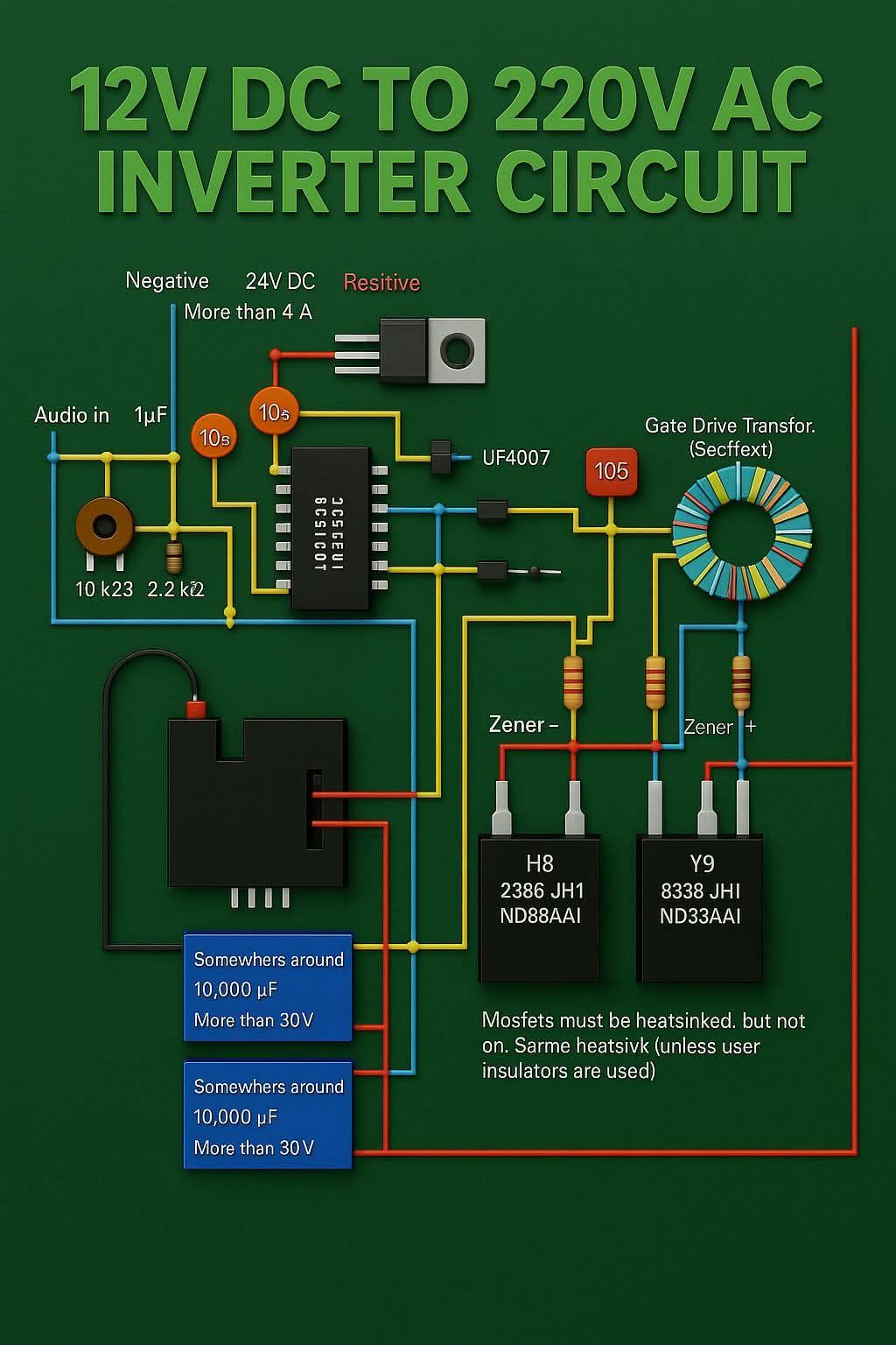C〜Y 12V DC to 220V AC Inverter Circuit & PCB #fblifestyle