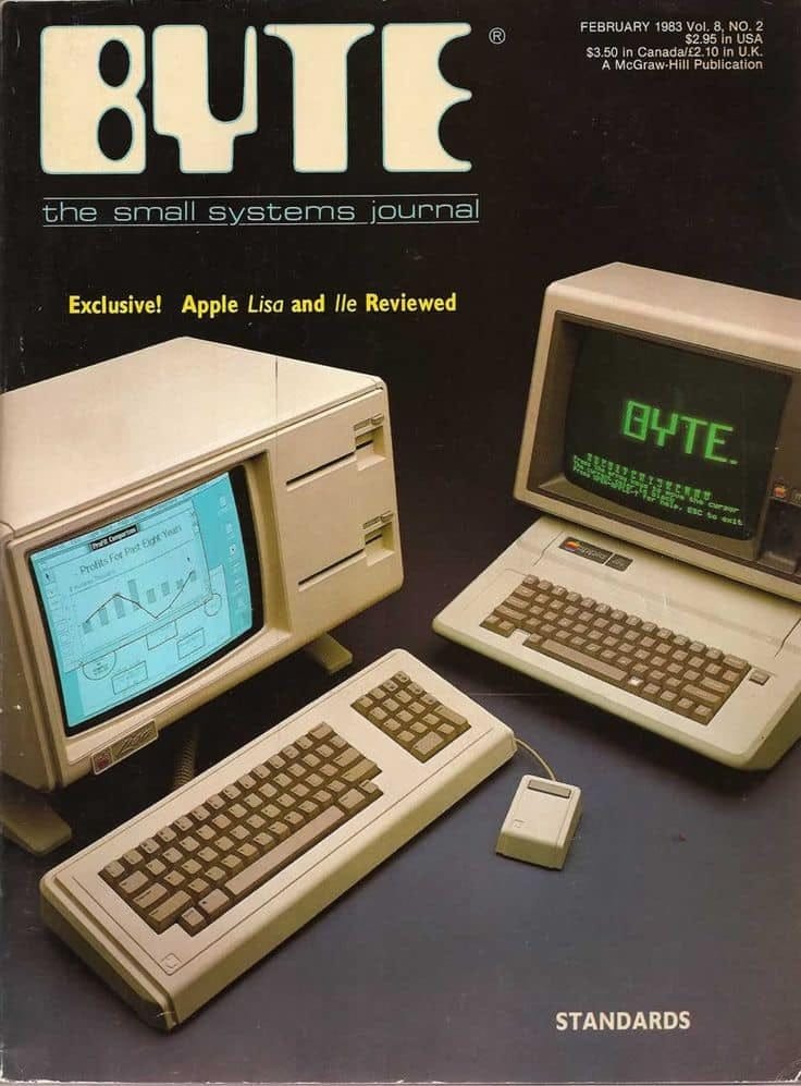 Vintage Byte magazine featuring Apple Lisa and //e