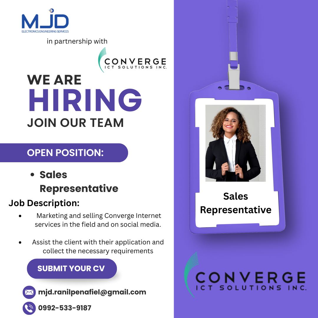 WE ARE HIRING: CONVERGE/MJD ELECTRONICS ENGINEERING SERVICES IS