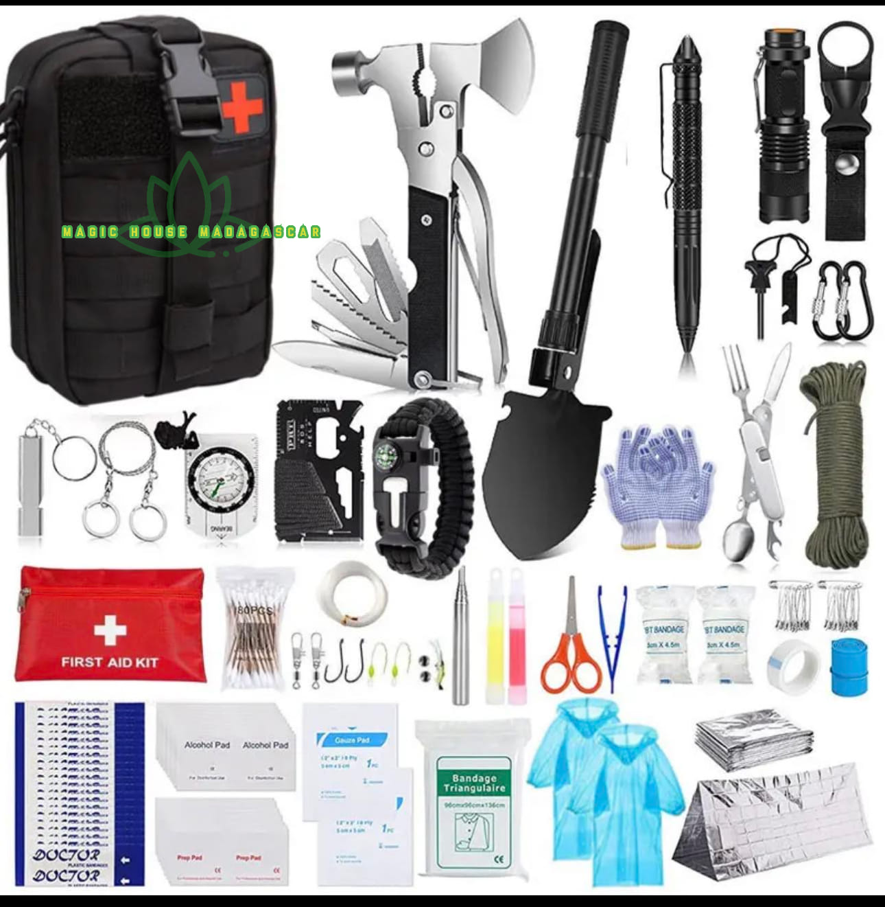 Kit De Survie Militaire 15-en-1 - Garrot, Couteau, Lampe, Paracorde… Pour Outdoor