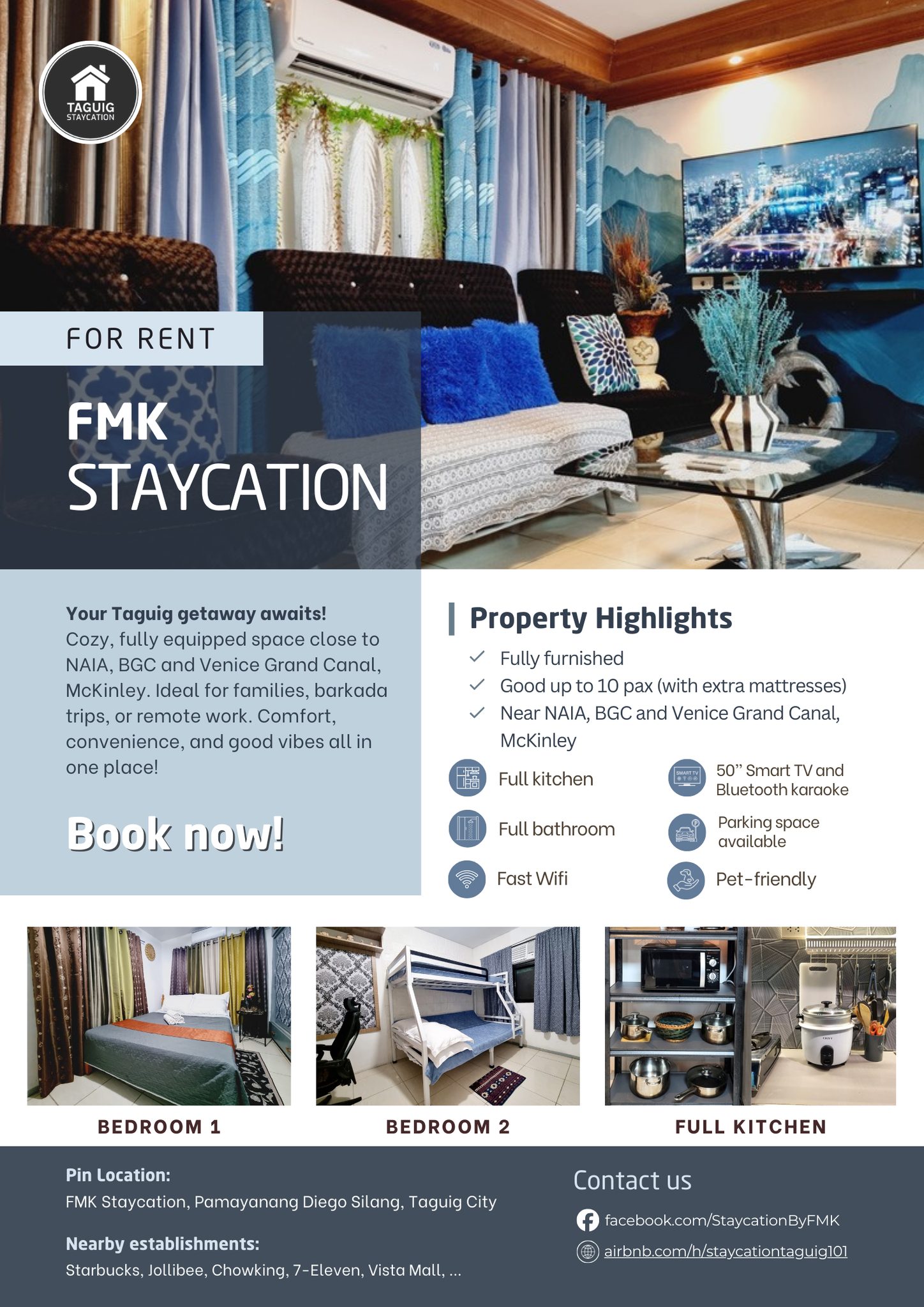 Staycation - 𝑺𝒑𝒂𝒄𝒊𝒐𝒖𝒔 𝑺𝒕𝒂𝒚𝒄𝒂𝒕𝒊𝒐𝒏 𝒊𝒏 𝑻𝒂𝒈𝒖𝒊𝒈 𝑪𝒊𝒕𝒚 🏠 2𝑩𝑹 - 59 𝒔𝒒𝒎 𝑭𝒖𝒍𝒍𝒚 ...