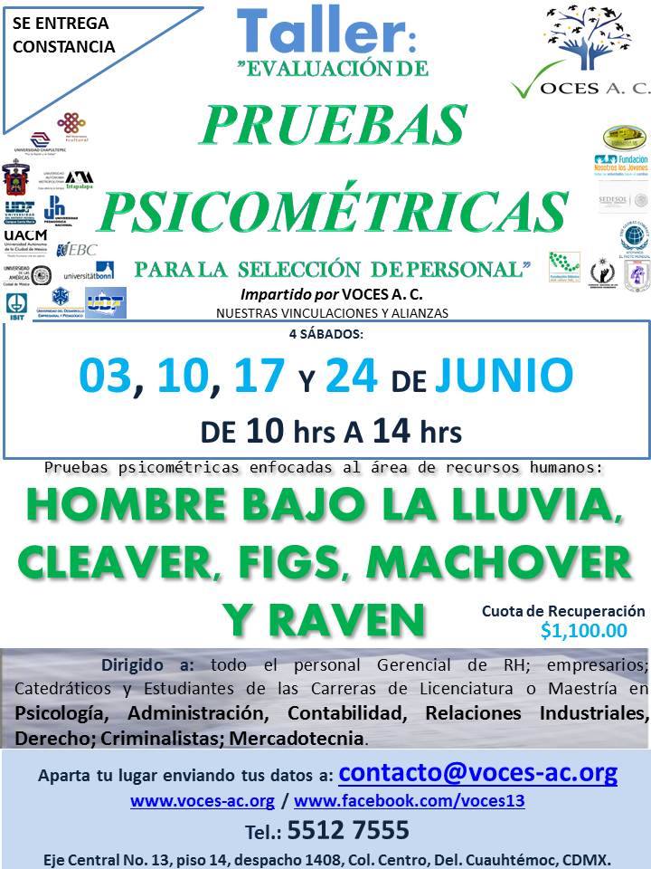 VOCES A.C. - Taller de Evaluación de Pruebas Psicométricas para la ...