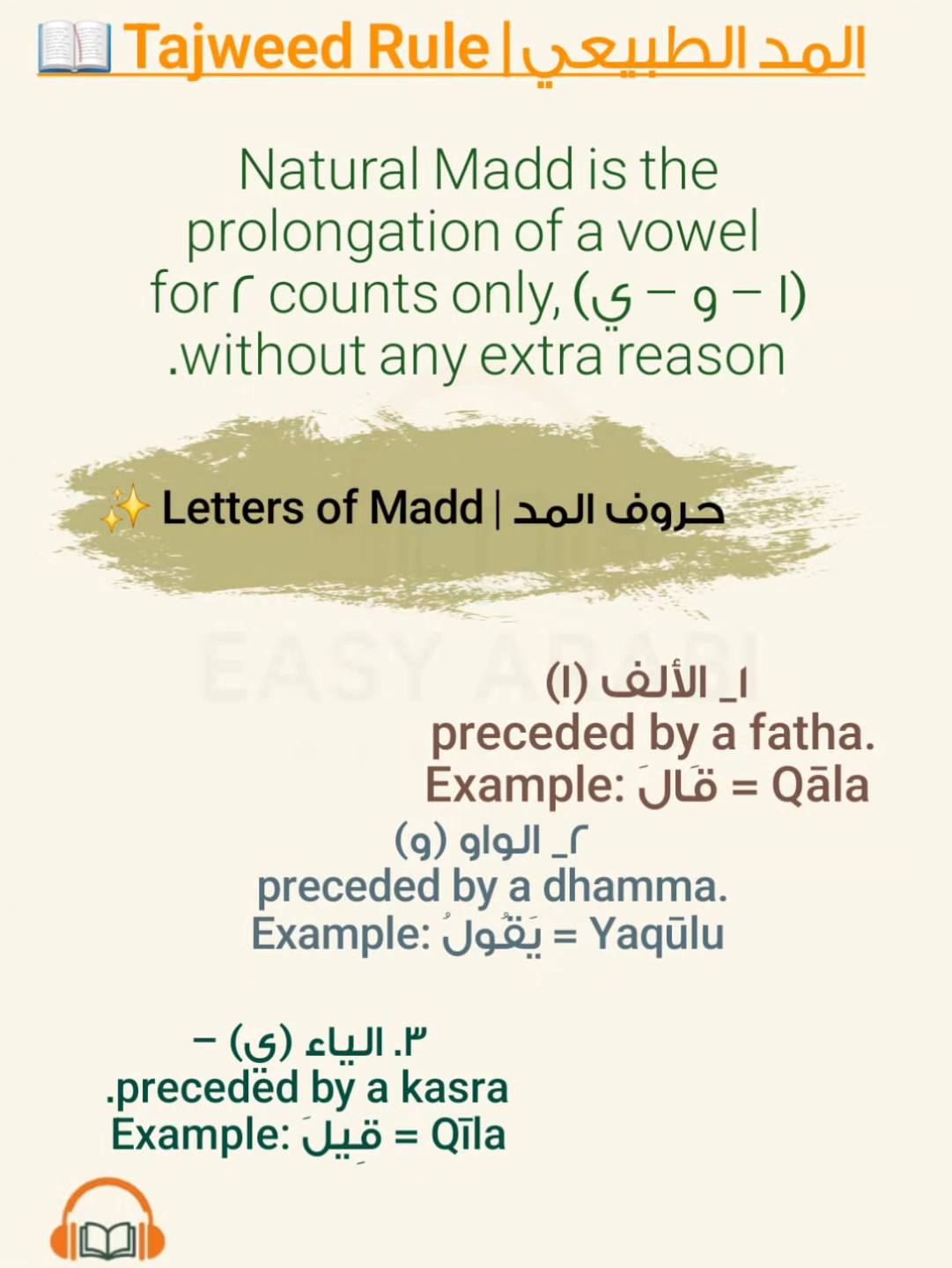 Easy Arabi - 📖 Tajweed Rule | المد الطبيعي 📖 What is... | Facebook