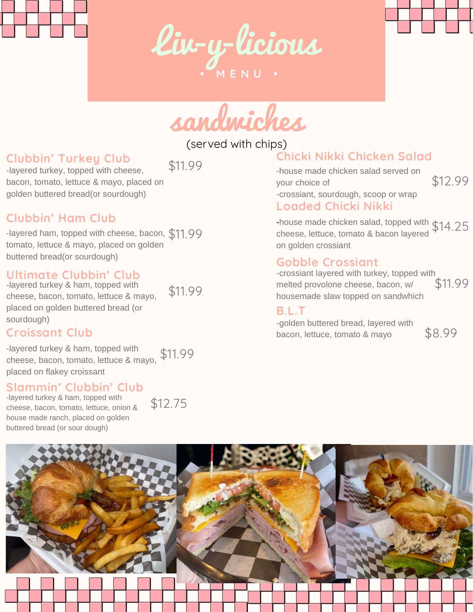 OUR MENU!! For those wanting to order lunch this week!!✨🥰✨🥰