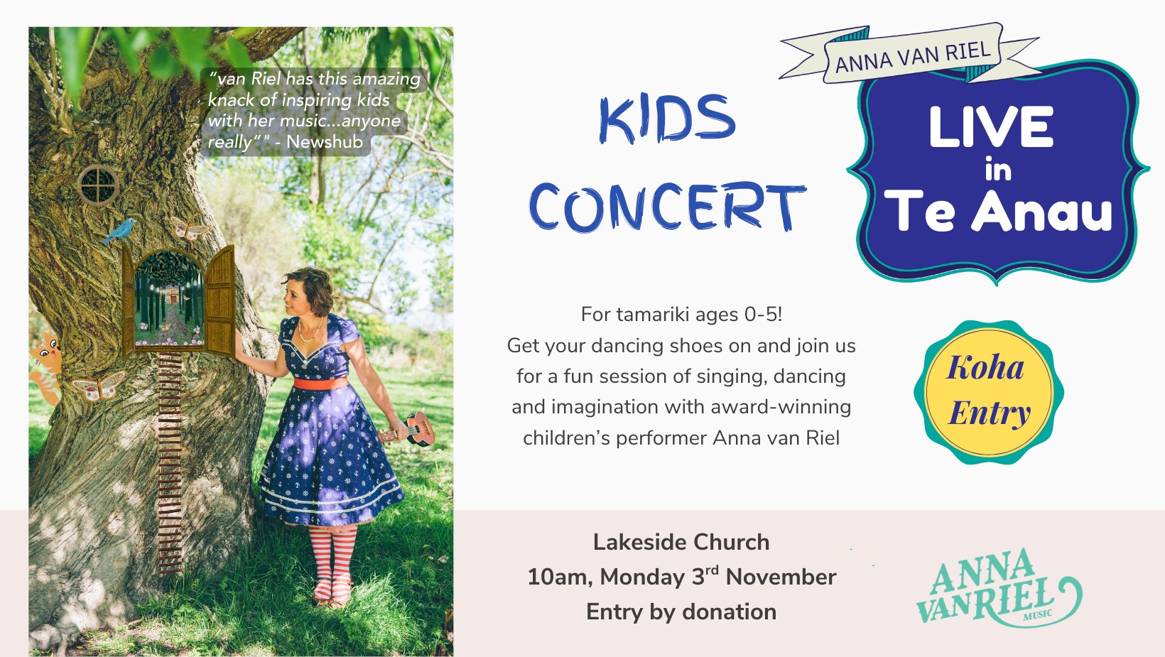 Anna van Riel- LIVE kids show in Te Anau