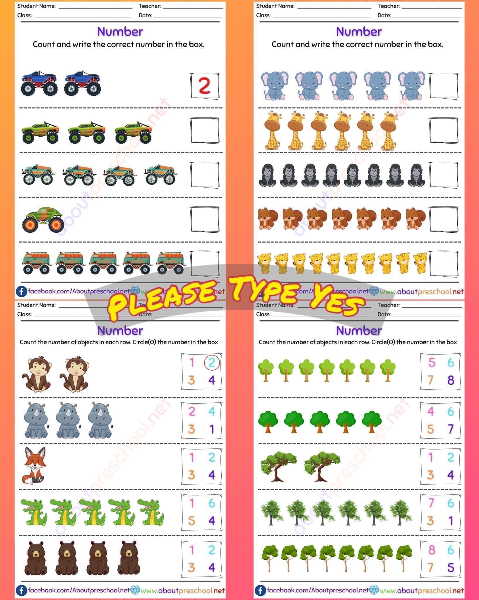 Please Type Yes 👍🏻 Counting Number... - AboutPreschool.net