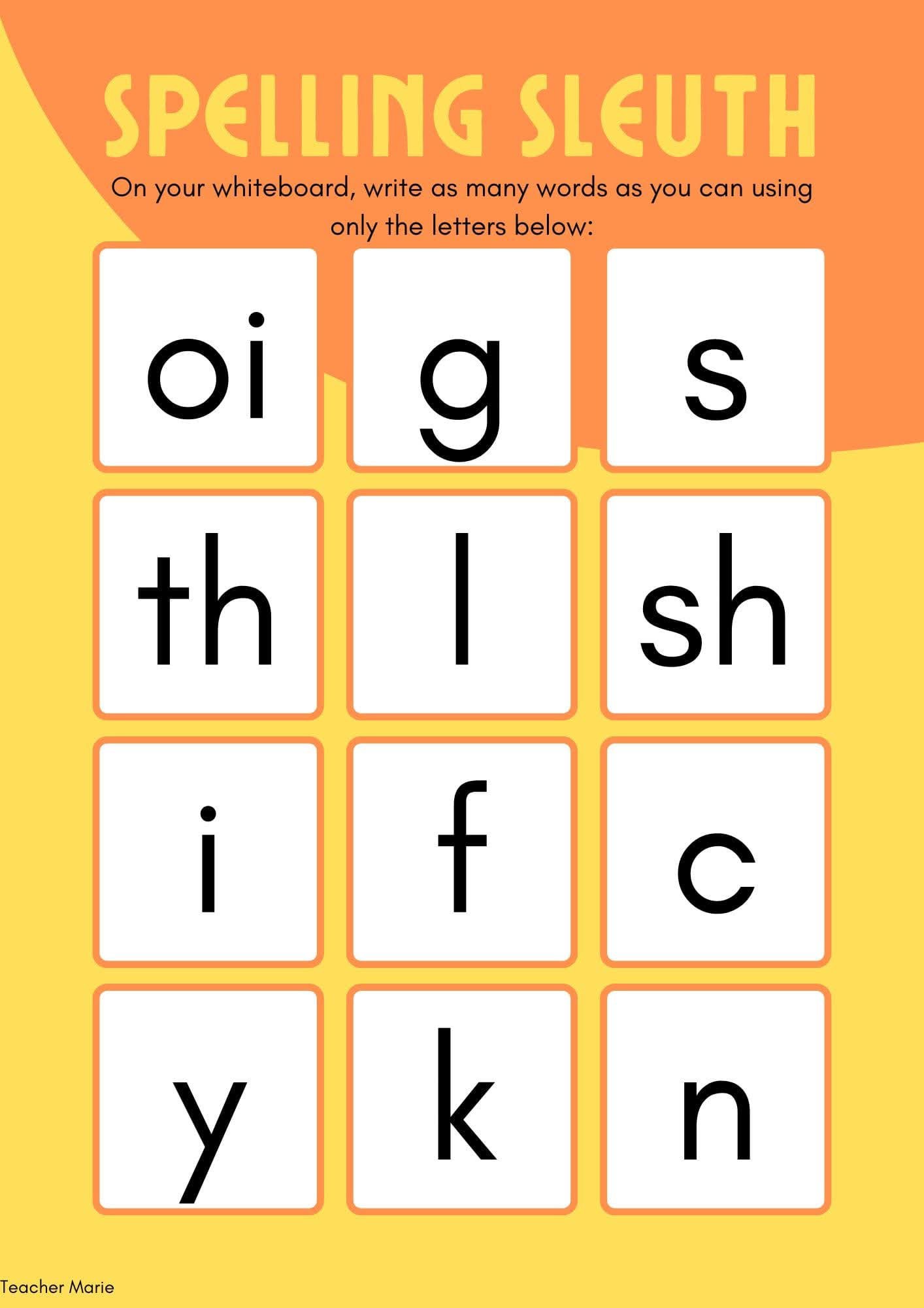 Teacher Marie's spelling sleuth.