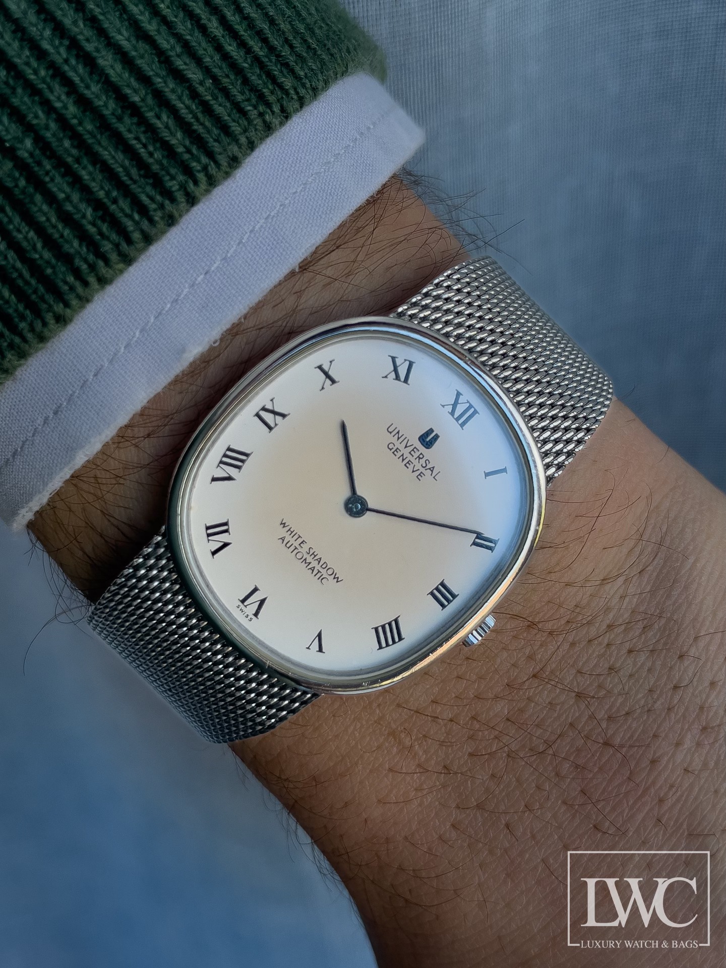 Cadran De Montre UNIVERSAL GENÈVE White Shadow Vintage - NOS, Blanc, Origine Suisse - Occasion Excellent état