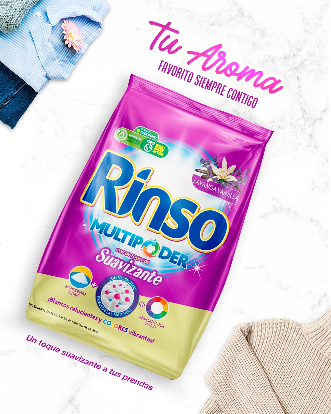 Rinso - Fragancia que hace única cada lavada. Rinso Lavanda Vainilla ...