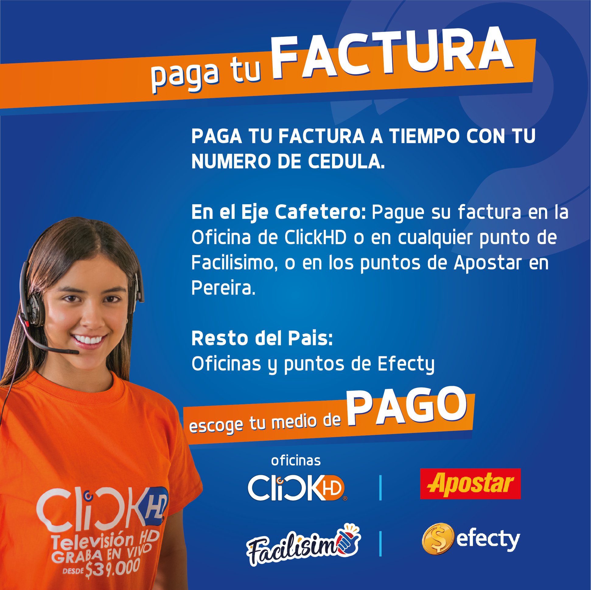 CLICK HD S.A.S - Es muy fácil pagar tu factura #ClickHD | Facebook