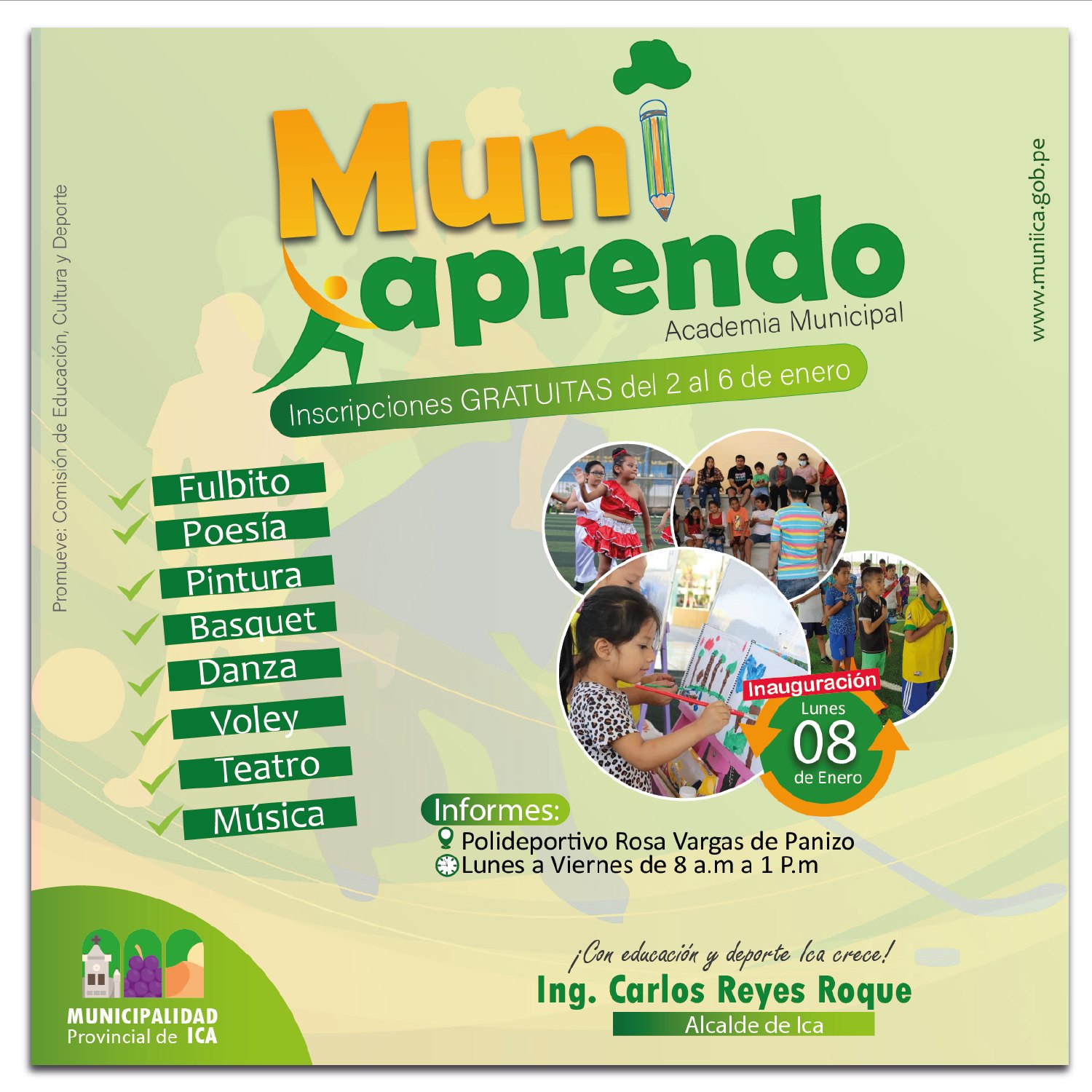 Ya es oficial 😊 el 08 de enero... - Municipalidad de Ica | Facebook