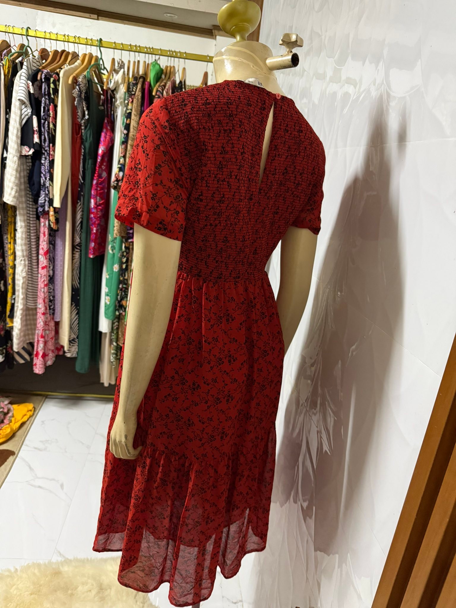 smocked maxi dresses Verona Maxi - Blue Floral, Smocked Waist