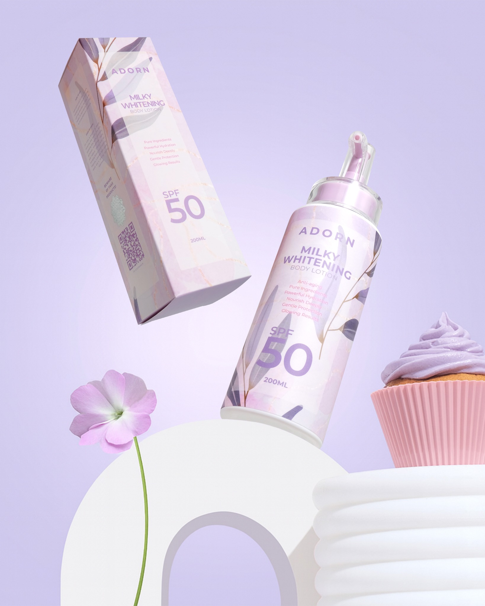 Glow like never before with Adorn Milky Whitening Body Lotion SPF 50 🌸💜 Moisturize, protect & brighten, all in one luxurious touch! #AdoreTheGlow #AdornBeauty #SPF50Care