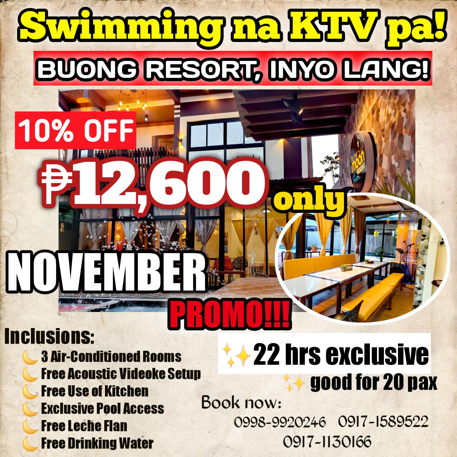To - 🌊 SWIMMING NA, KTV PA! 🎤 🎉 SOLO NYO BUONG RESORT! 🌕 🌟 NOVEMBER ...