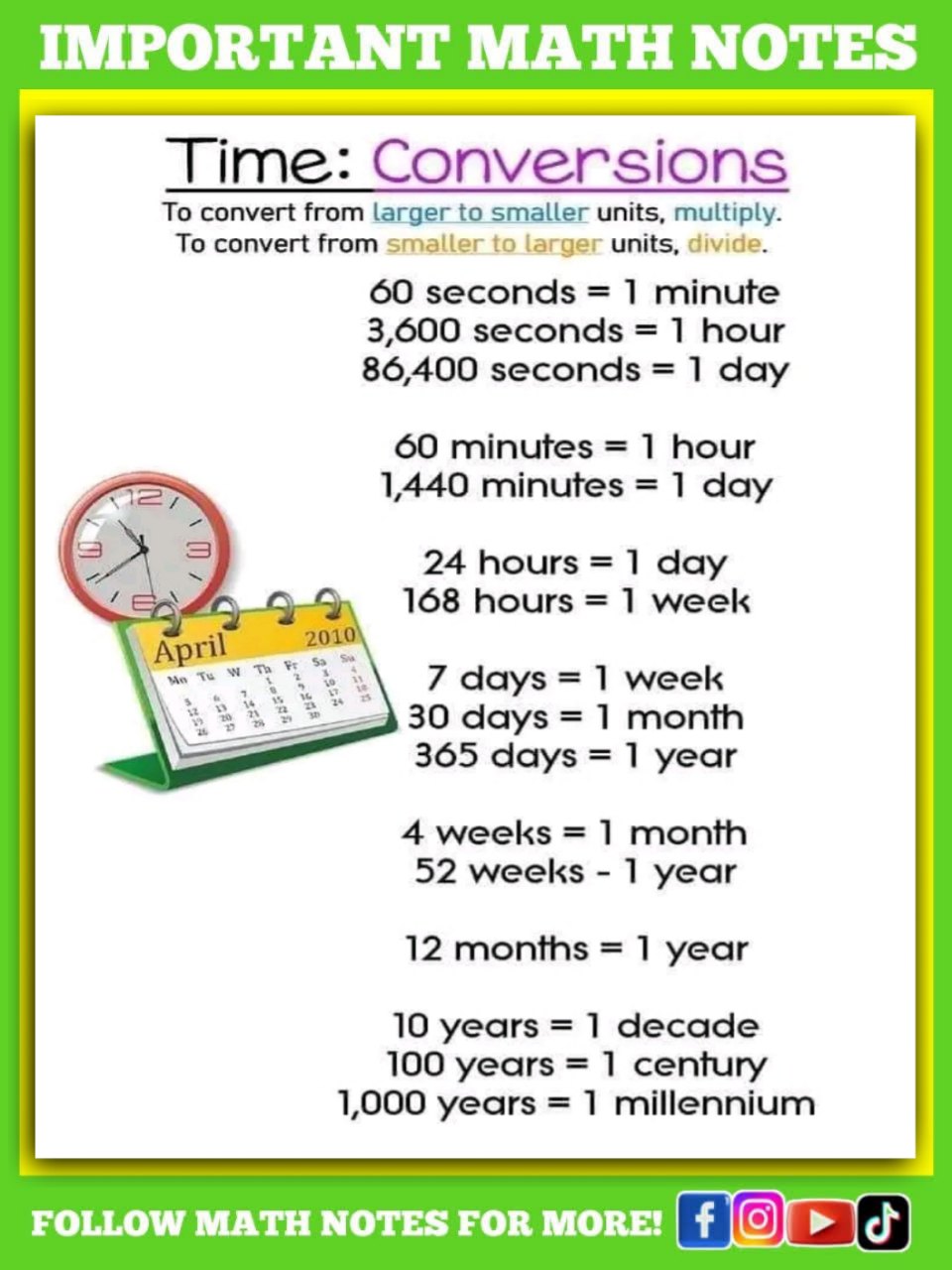 Math Notes - Time conversion Math Notes | Facebook