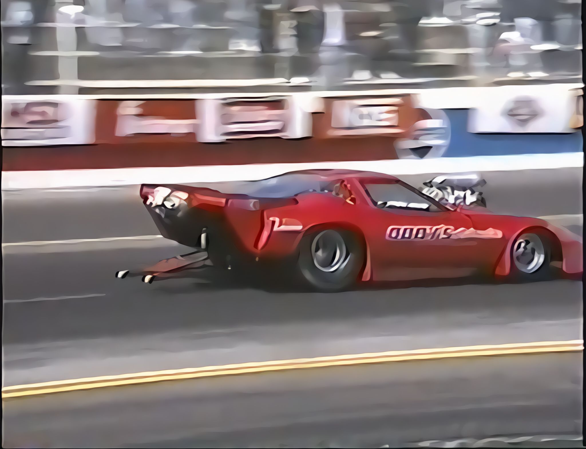 Fred Hahn wheels Jim Oddy's Corvette at 1991 IHRA Winternationals