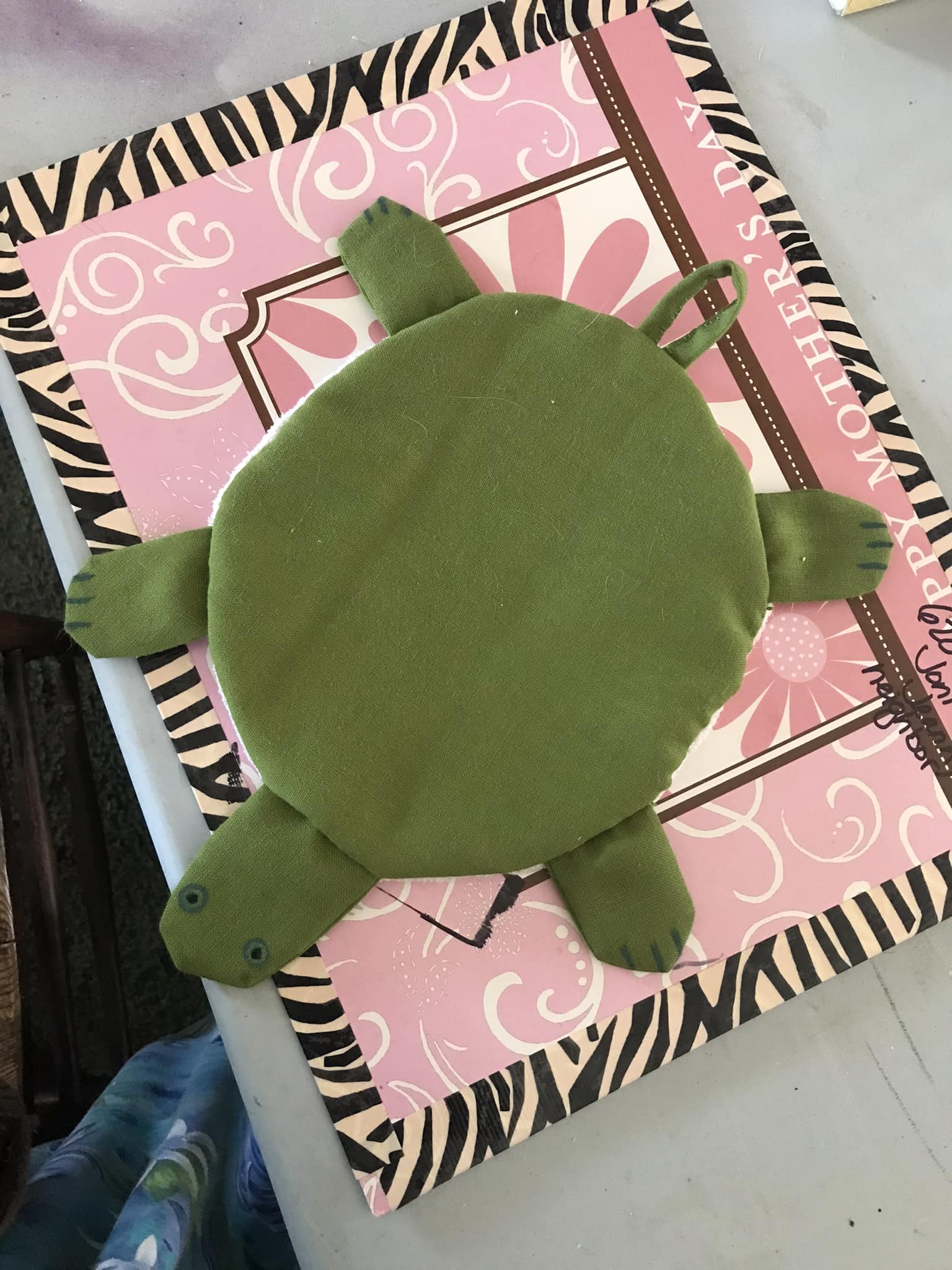 Handmade up-cycled floor turtles from old towels and linen