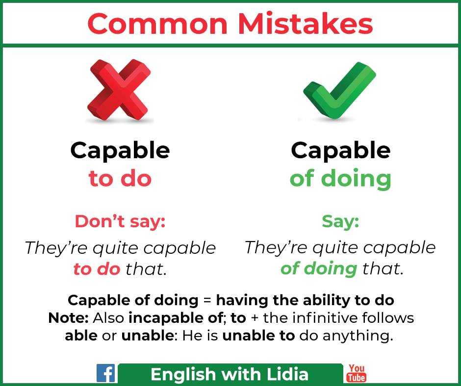 English - Learn the correct way of using the adjective CAPABLE which ...