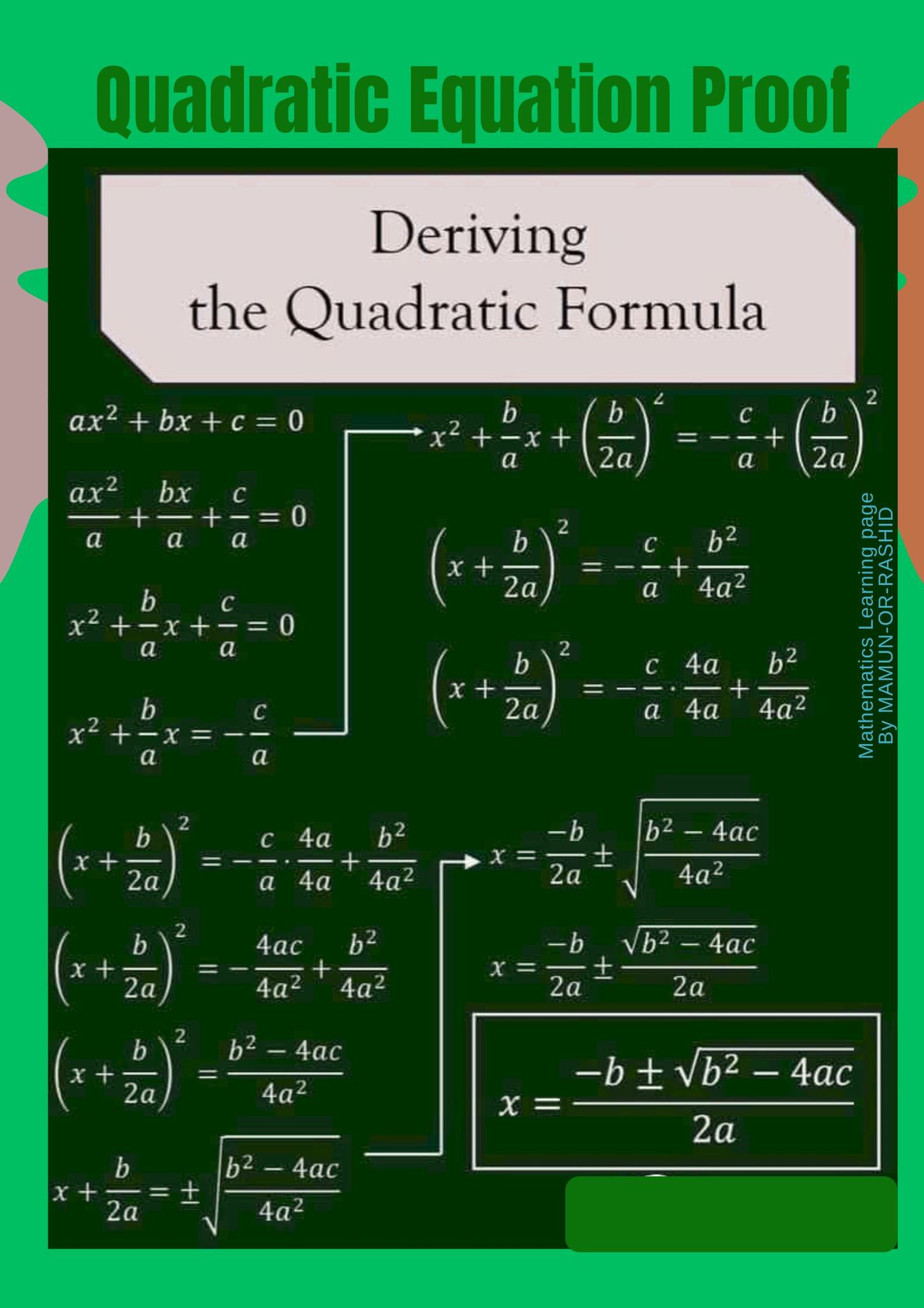 Mathematics - QUADRATIC EQUATION FORMULA PROOF ️🌹♥️ | Facebook