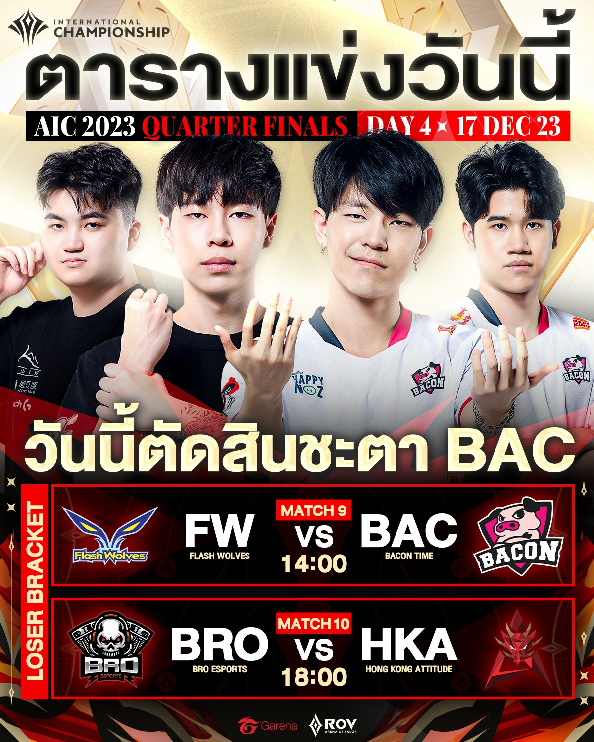 วันนี้ตัดสินชะตา 🐽𝐁𝐚𝐜𝐨𝐧 𝐓𝐢𝐦𝐞... - Garena RoV Tournament