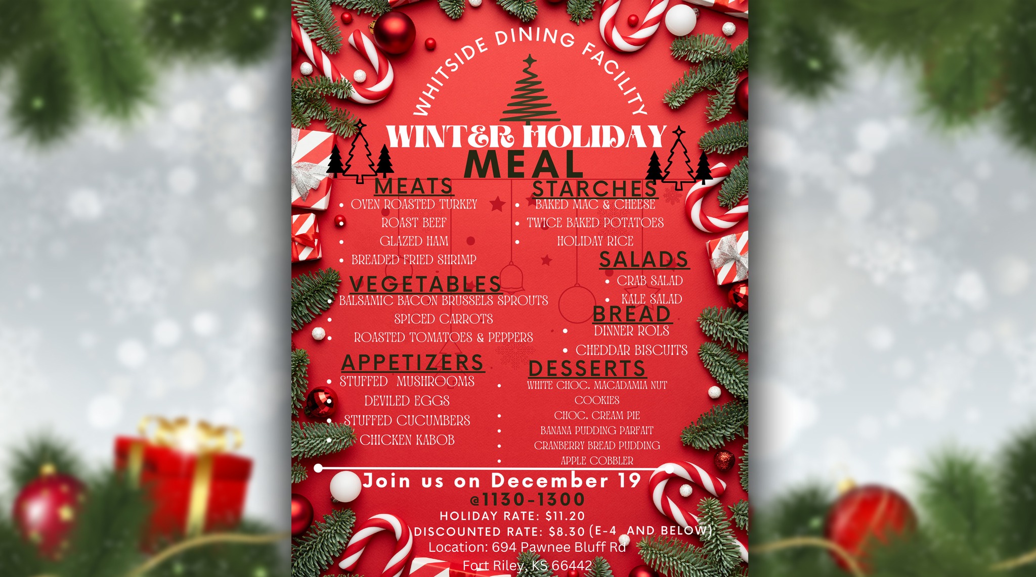 Fort Riley - Holiday meal schedules and menus for your... | Facebook