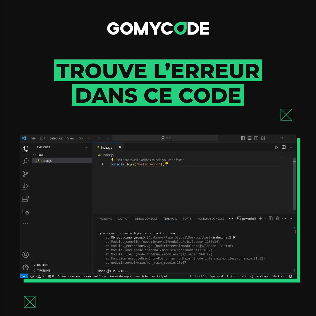 gomycode - À la chasse aux erreurs ! Identifiez-la et... | Facebook