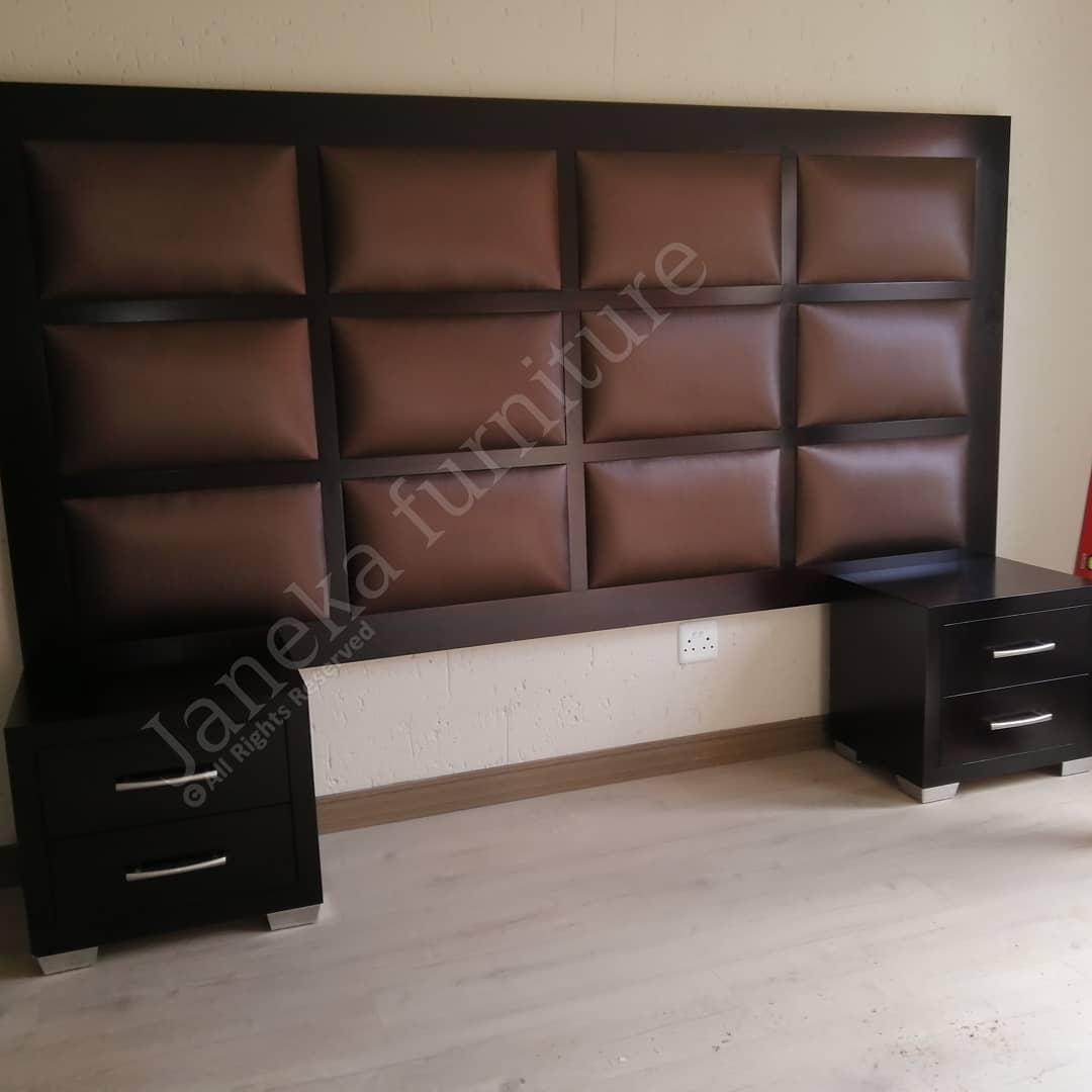 View of Custom made Headboard and bed side pedestals WhatsApp 0814178009 for ...