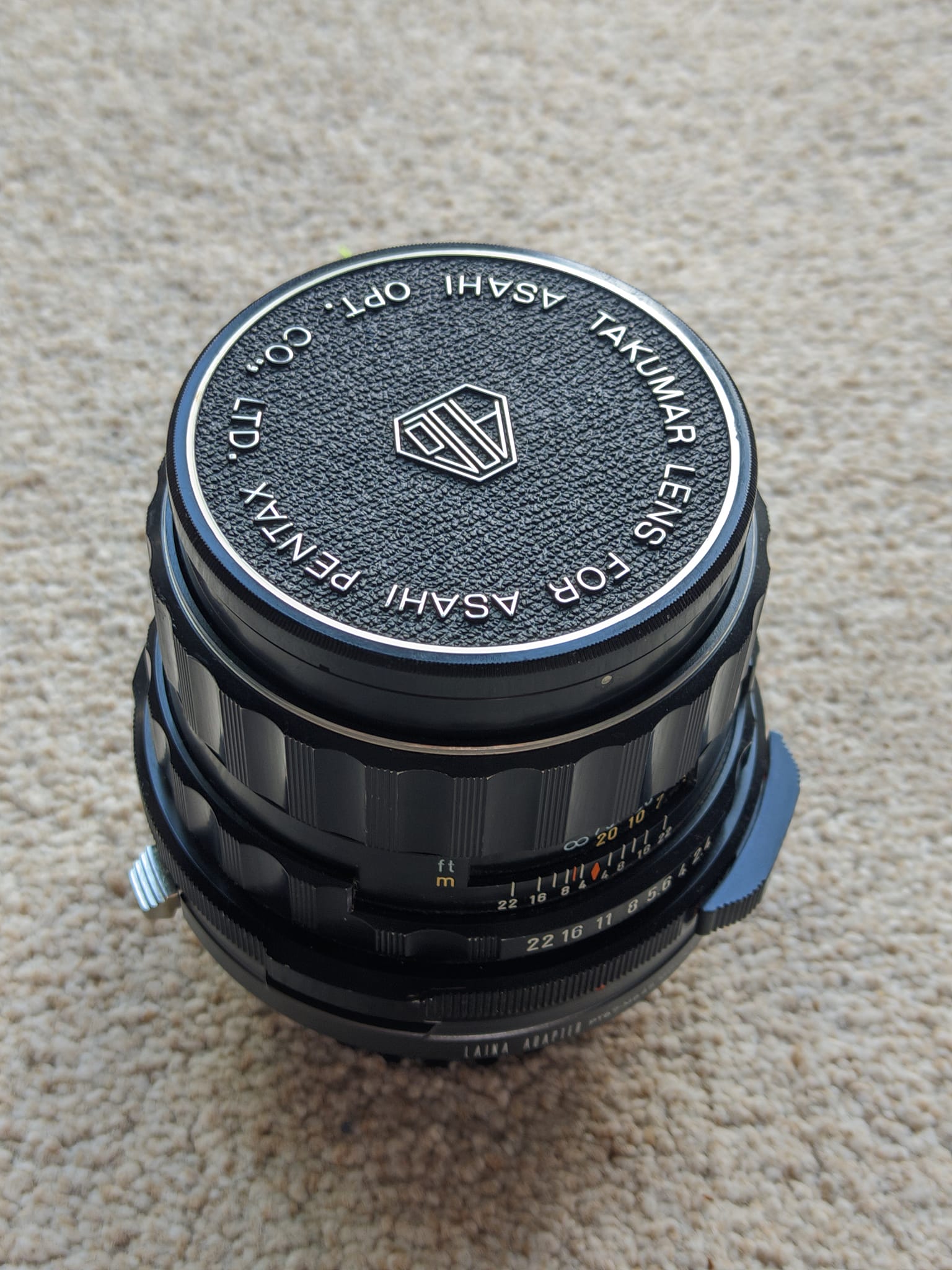 Super Takumar 105mm f2.4 lens for sale with P67 to M645 adapter
