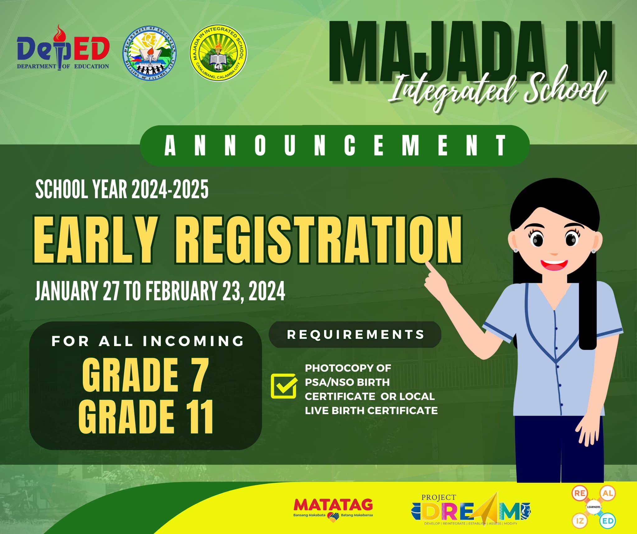 DepEd - 📢 Calling all incoming Grade 7, Grade 11, Transferees and Balik ...