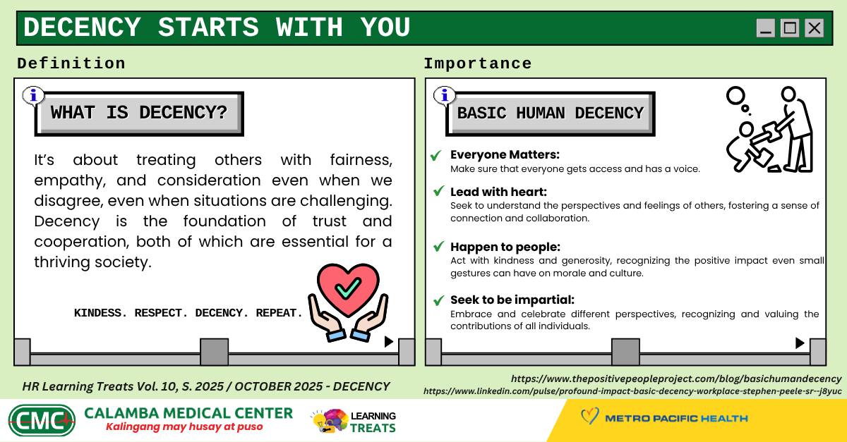 CMC - We believe that practicing decency is not only about doing what ...