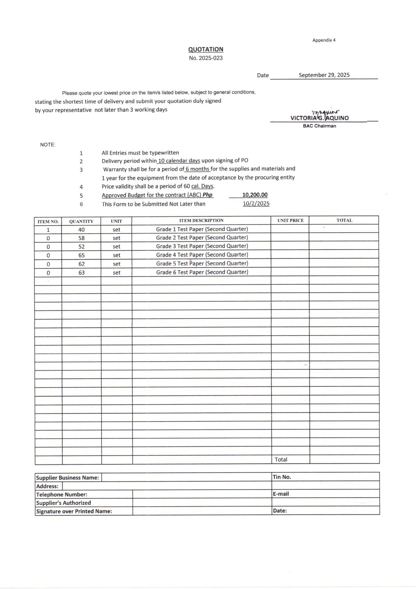 DepEd - REQUEST FOR QUOTATION RFQ No: 2025-023 Calling all bidders ...