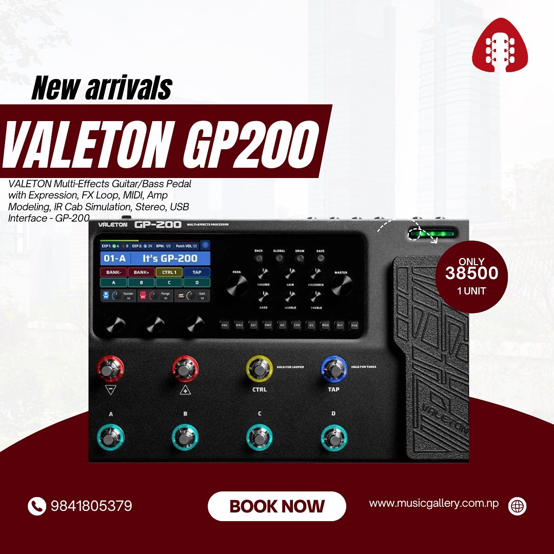 Valeton GP-200X Procesador De Efectos Multi Para Guitarra Y Bajo Con Modelado De Amps, Simulación IR Y USB Audio
