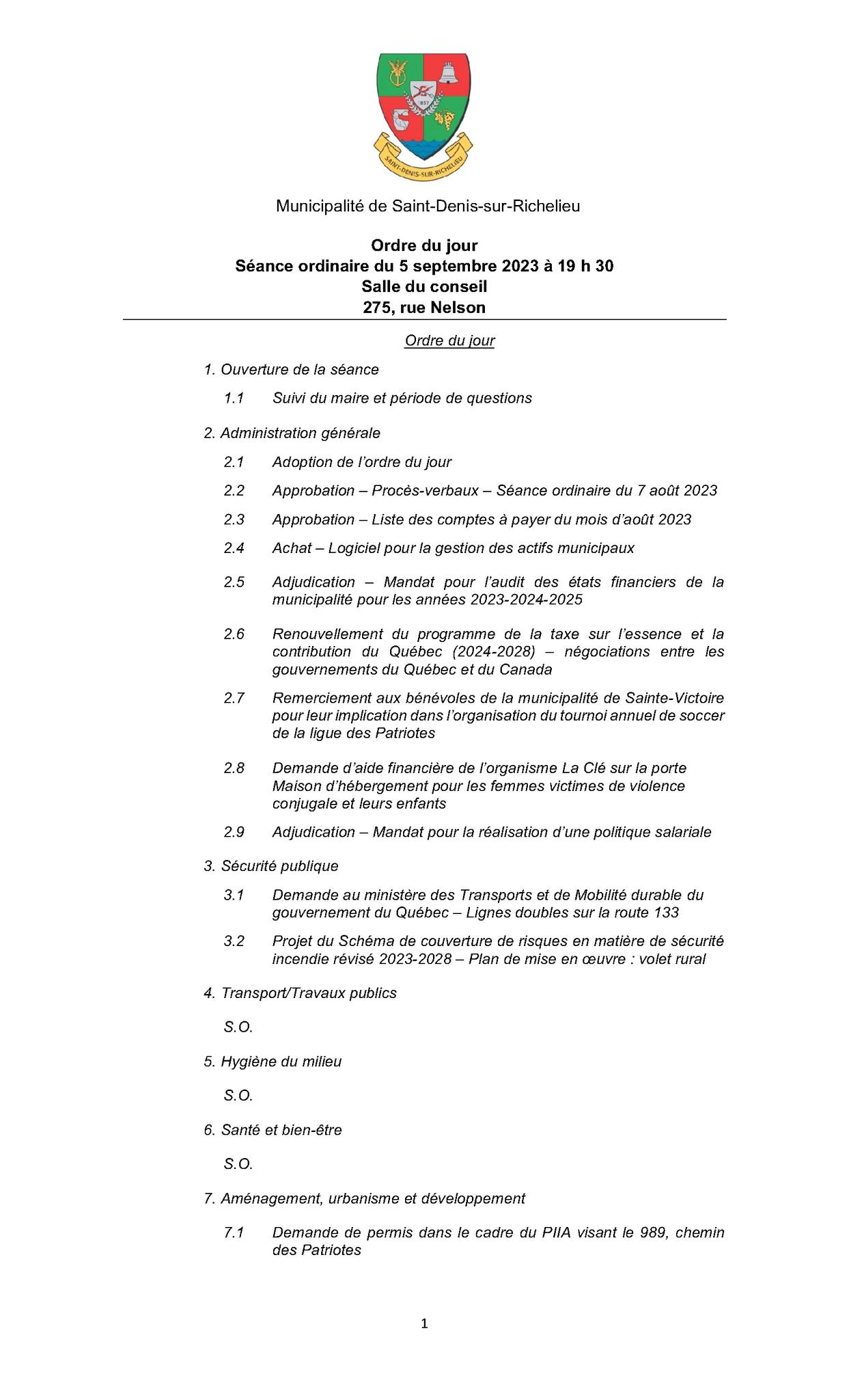 Municipalité de StDenis sur Richelieu
