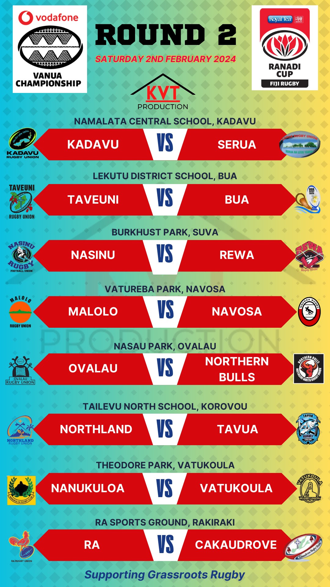 KVT - Vodafone VANUA CUP & ROYAL TEA RANADI UPDATE: ROUND 2 FIXTURES ...