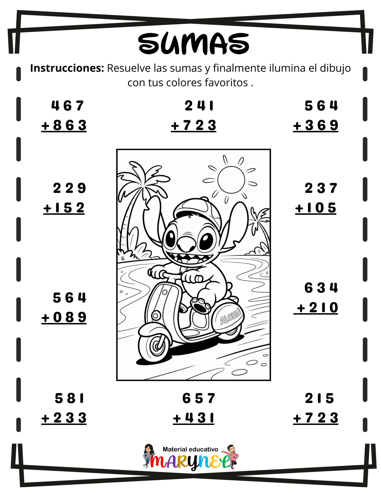Fichas De Sumas Con Dibujos Para Infantil Listas Para Imprimir 570x810