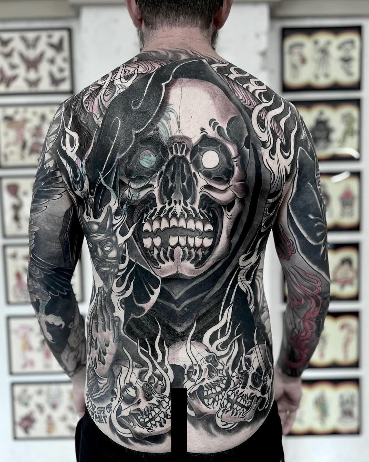 Blastover Backpiece by @ryanthomasb13 at @black13tattoo in