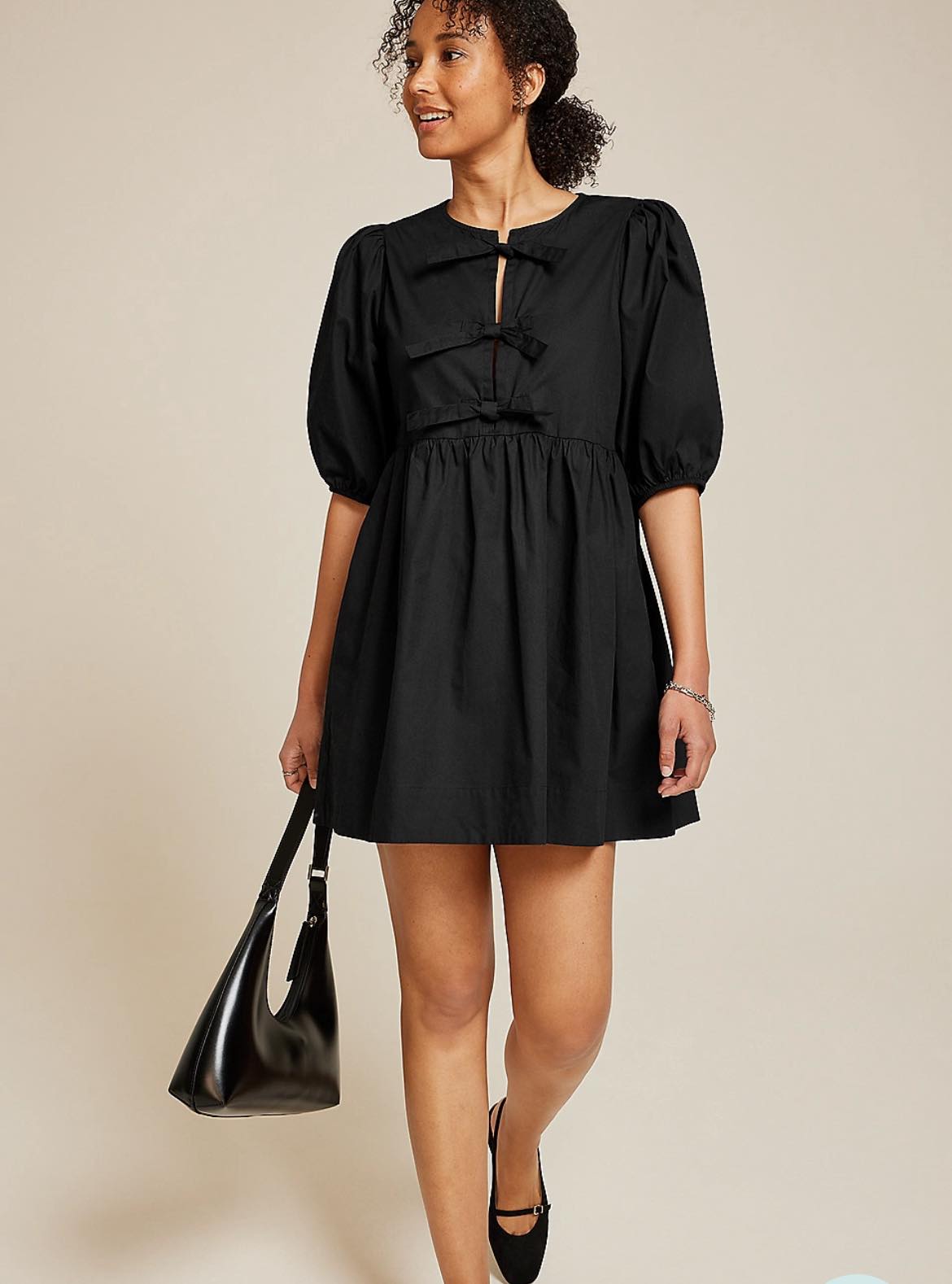 MakeMeChic Women's Square Neck Long Sleeve Mini Dress - Ruched A-Line Bubble Hem Dress For Casual & Going Out